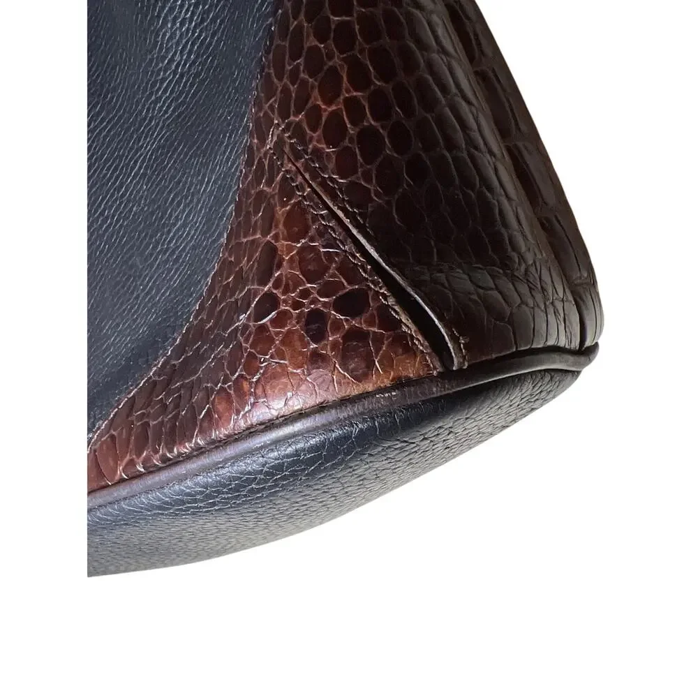 Brighton Classic Brown Croc and Black shoulder bag